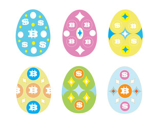 set of eggs. Easter eggs on white The cuteness of Easter eggs, cartoons, bright colors.