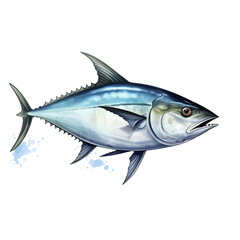 Fototapeta premium tuna fish on white background сreated with Generative Ai