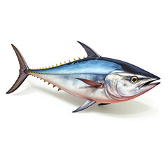 tuna fish on white background сreated with Generative Ai