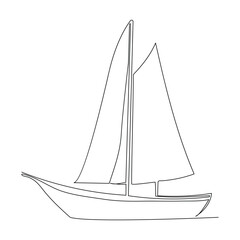 Continuous single line drawing on sailboat vactor art.