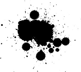 black watercolor dropped splash splatter grunge graphic on white background