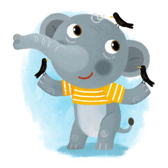 cartoon scene with happy and funny hippo hippopotamus having fun playing on white background illustration for children