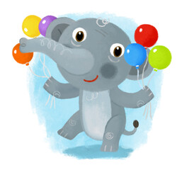 cartoon scene with happy and funny hippo hippopotamus having fun playing on white background illustration for children