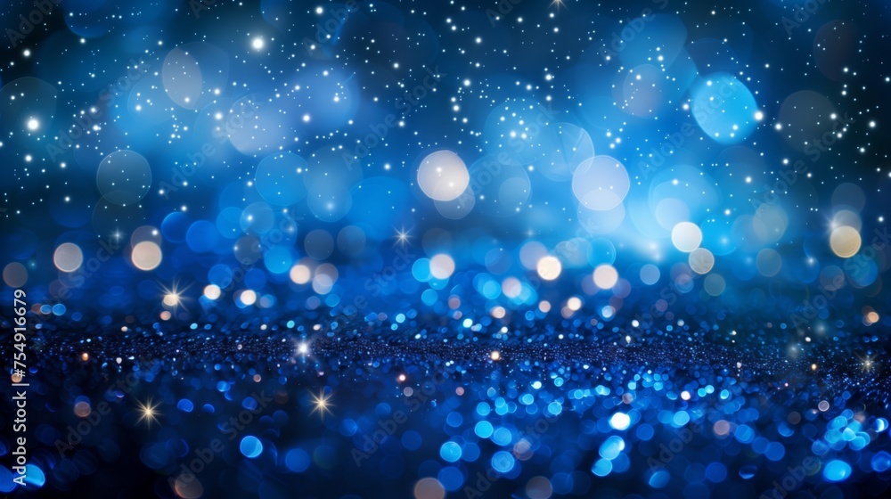 Poster a dark blue background with stars and bokeh lights, creating an enchanting atmosphere for the christ