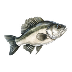 Sea bass fish on white background сreated with Generative Ai