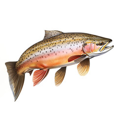 Fototapeta premium Trout fish on white background сreated with Generative Ai