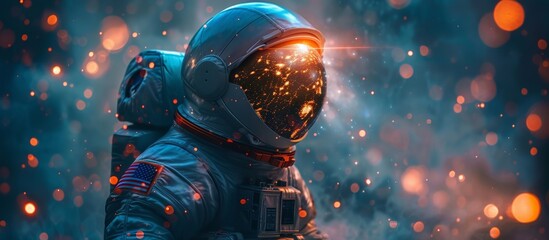 Astronaut in Outer Bokeh Space Galaxy - obrazy, fototapety, plakaty