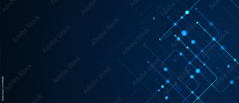 Poster circuit connect lines and dots. network technology and connection concept. decentralized network nod