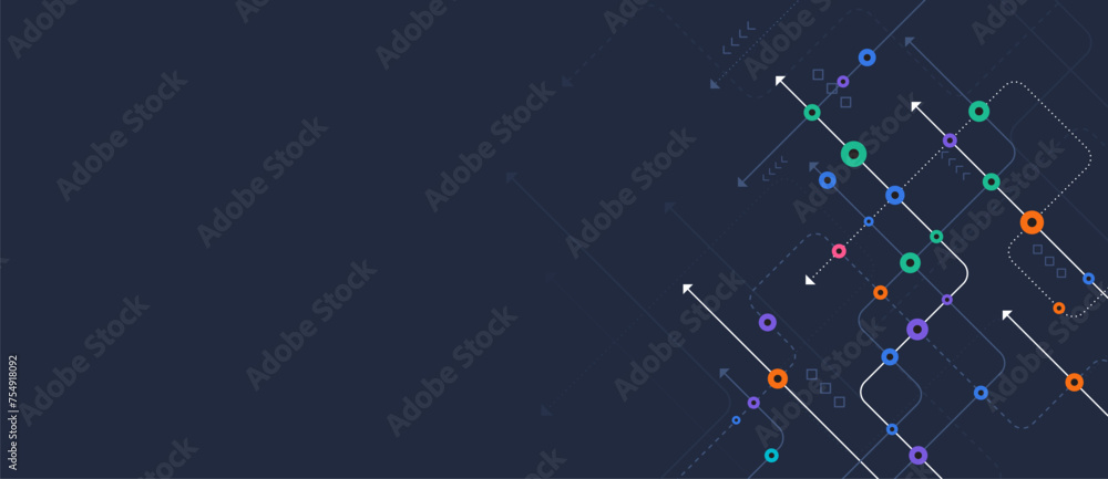 Poster circuit connect lines and dots. network technology and connection concept. decentralized network nod