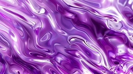 A digital art background of purple and white iridescent liquid, creating an abstract pattern with fluid shapes and shimmering reflections. Generated by artificial intelligence.