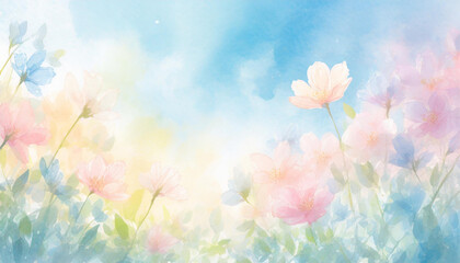Colorful flowers watercolor background
- 754918694