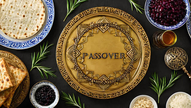 set of spices on wooden table, meal, passover, dinner, AI generated