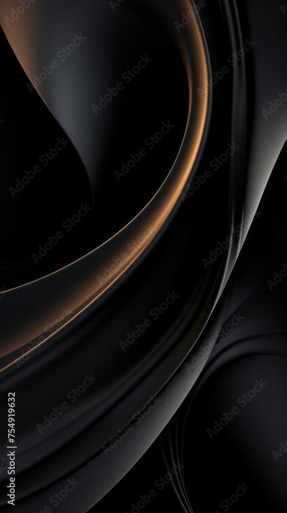 Poster vertical abstract luxurious dark black background with wavy smooth lines.
