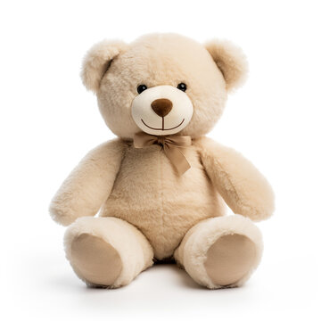 Naklejki soft toy, teddy bear on a white background сreated with Generative Ai