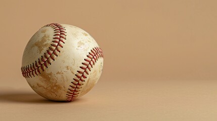 Autographed baseball on a memorabilia beige background a treasure of the game with generous copyspace - obrazy, fototapety, plakaty