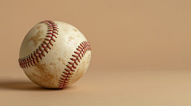 Autographed baseball on a memorabilia beige background a treasure of the game with generous copyspace