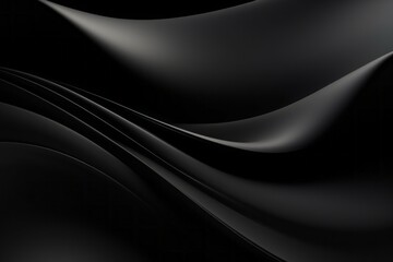 Horizontal Abstract Luxurious dark black background with wavy smooth lines.