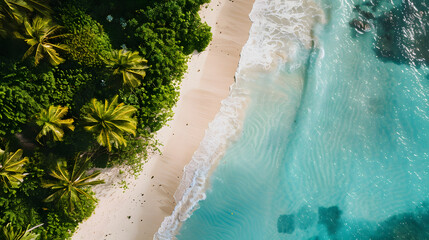 Beautiful paradise beach, crystal clear water, white sand, beach background