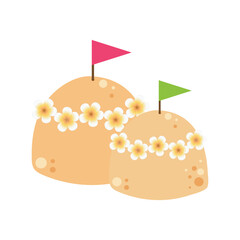 Songkran festival sand pagoda Thailand Traditional New Year Day Vector Illustration template Thailand travel concept on white background