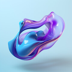 Obraz premium Blue and purple gradient color floating liquid blob сreated with Generative Ai