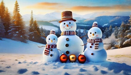 Fototapeta premium snowman in the snow