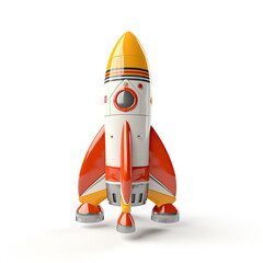 3D model of a toy rocket in flight on a white background сreated with Generative Ai