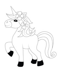 unicorn coloring book page for kids