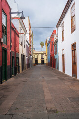 The streets of the first capital of Tenerife - La Laguna. Colonial architecture of the Canary Islands.