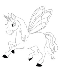 unicorn coloring book page for kids