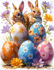 Easter eggs springtime  illustration - 754924011