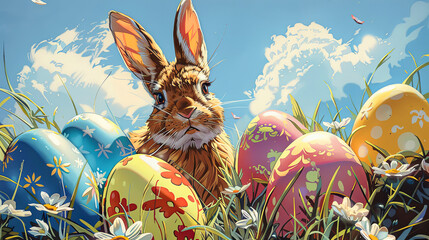 Easter eggs springtime  illustration - 754924225