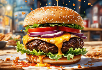 Delicious fast food hammer Burger photos