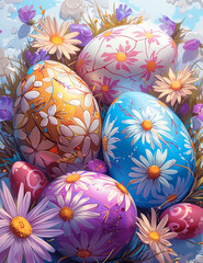 Easter eggs springtime  illustration - 754924855