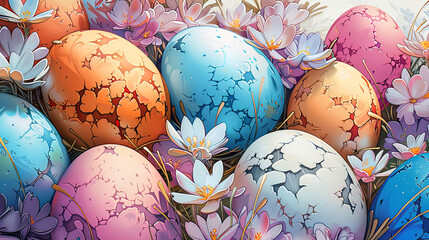Easter eggs springtime  illustration - 754925024