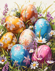 Easter eggs springtime  illustration - 754925829