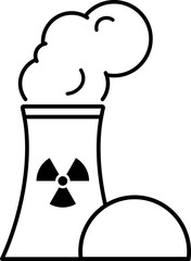 Nuclear power plant icon in linear style. Vector.