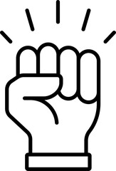 Fist up icon in linear style. Protest concept. Vector.
