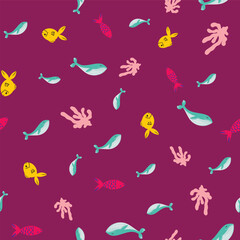 Sea life seamless pattern vector background design