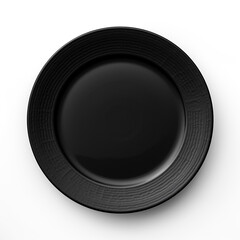 Fototapeta na wymiar black plate on a white background сreated with Generative Ai