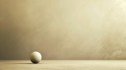 Golf ball rolling towards the hole on a soft beige background a moment of anticipation with ample copyspace