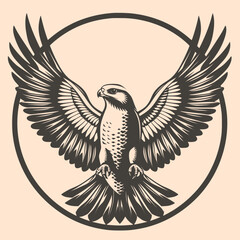 Black and White Falcon (hawk) Outline Silhouette Ornament Vector Art for Logo and Icon, Sketch, Tattoo, Clip Art