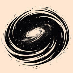 Fototapeta premium Black and White Galaxy Outline Silhouette Ornament Vector Art for Logo and Icon, Sketch, Tattoo, Clip Art