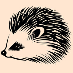 Black and White Hedgehog Outline Silhouette Ornament Vector Art for Logo and Icon, Sketch, Tattoo, Clip Art