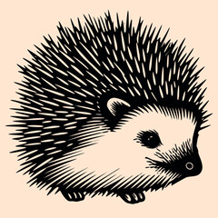 Black and White Hedgehog Outline Silhouette Ornament Vector Art for Logo and Icon, Sketch, Tattoo, Clip Art