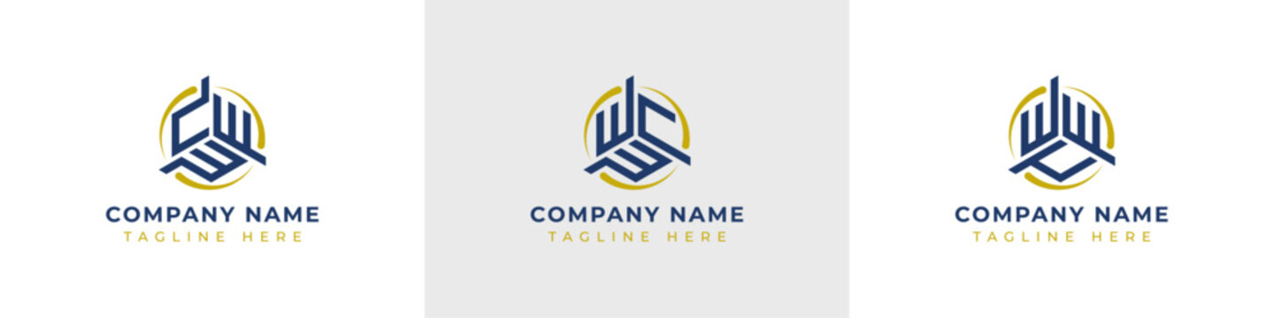 Letters CWW, WCW, WWW Monogram Logo Set, suitable for any business with CWW, WCW, WWC initials