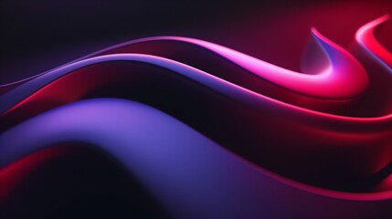 Abstract shapes, flowing fabric, dark background, red and purple gradient color scheme, closeup perspective. Generated by artificial intelligence.