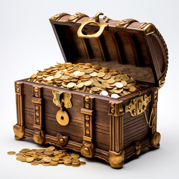 treasure chest on a white background сreated with Generative Ai
