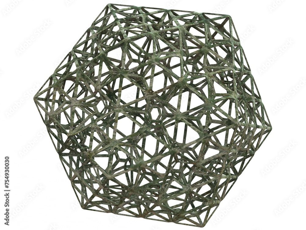 Poster wireframe shape icosahedron flake 3d print model