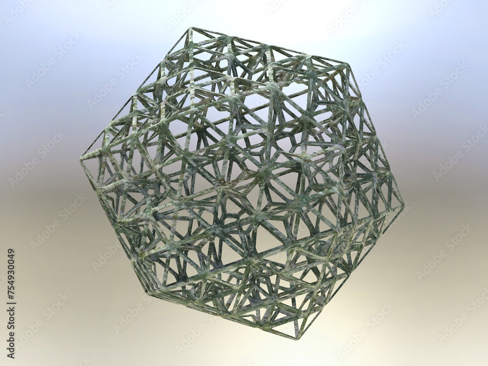 Poster wireframe shape icosahedron flake 3d print model