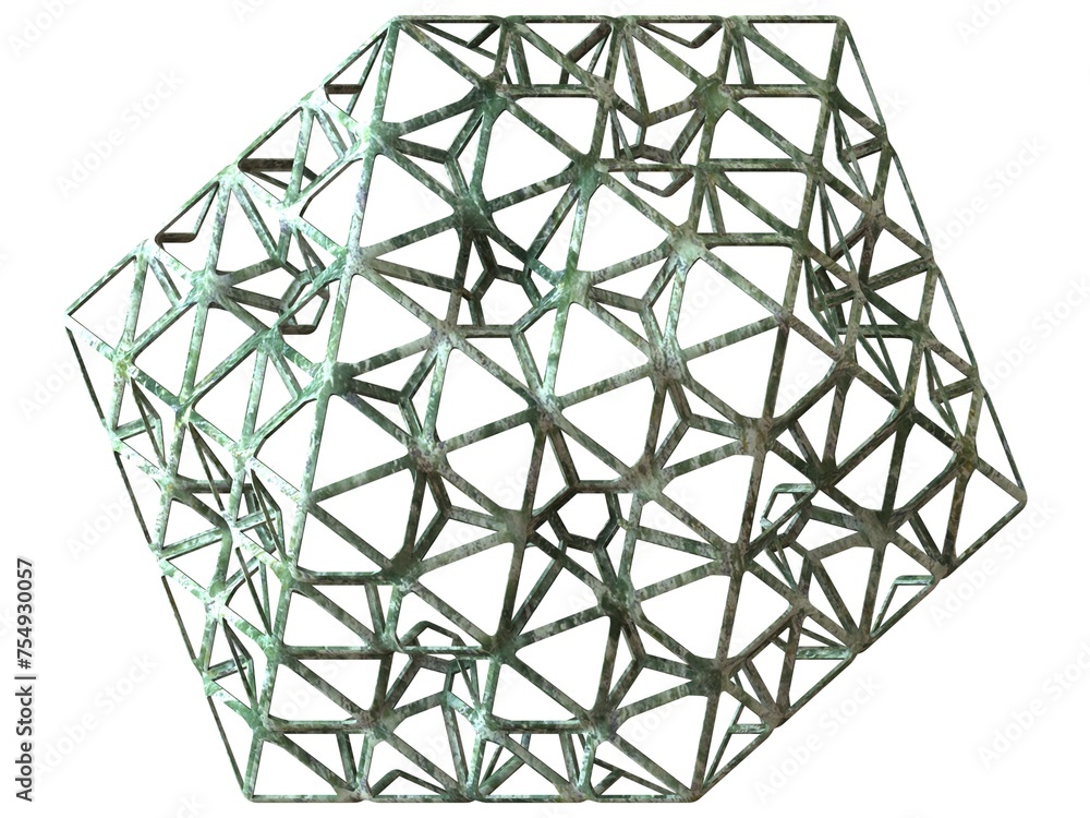 Poster wireframe shape icosahedron flake 3d print model